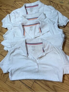 Set of 4 White Girls' Uniform Polo Shirts - 14/16 or women small